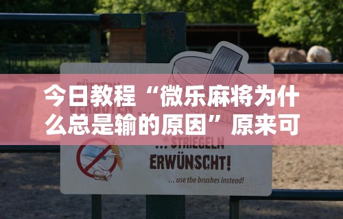 今日教程“微乐麻将为什么总是输的原因”原来可以开挂
