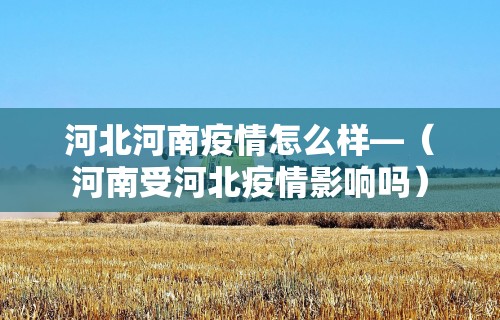 河北河南疫情怎么样—（河南受河北疫情影响吗）