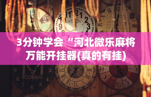 3分钟学会“河北微乐麻将万能开挂器(真的有挂)