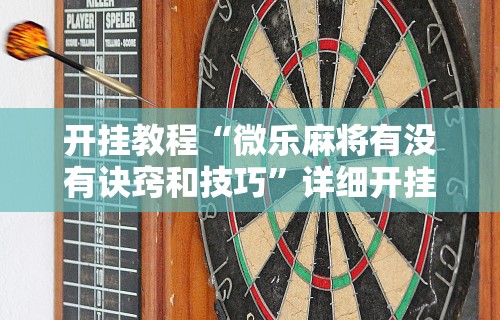 开挂教程“微乐麻将有没有诀窍和技巧”详细开挂教程