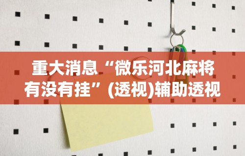 重大消息“微乐河北麻将有没有挂”(透视)辅助透视教程