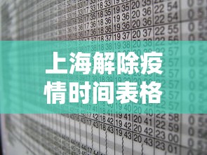 上海解除疫情时间表格—(上海疫情解除封锁一般多久) 上海解除疫情时间表格—(上海疫情解除封锁一般多久)